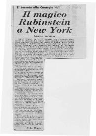 Portada:E' tornato alla Carnegie Hall : Il magico Rubinstein a New York