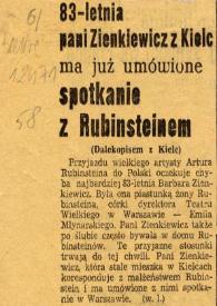 Portada:83-letnia pani Zienkiewicz z Kielc ma juz umòwione spotkanie z Rubinsteinem (Rubinstein)