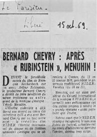 Portada:Bernard Chevry : après \"Rubinstein\", Menuhin!