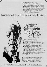 Portada:\"Arthur Rubinstein... The love of life\"