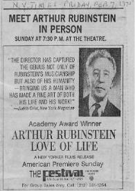 Portada:Meet Arthur Rubinstein in person