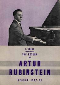Portada:S. Hurok Announces the Return of Artur (Arthur) Rubinstein : Season 1937 - 1938