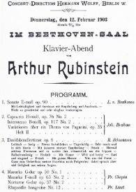 Portada:Im Beethoven-saal : Klavier-Abend von Arthur Rubinstein