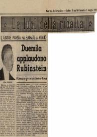 Portada:Duemila applaudono Rubinstein : Il grande pianista ha suonato a Milano