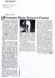 Portada:Weizmann Hosts Renown Pianist