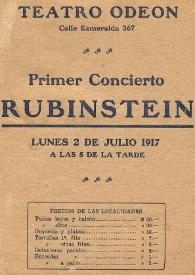Portada:Primer concierto de Arthur Rubinstein