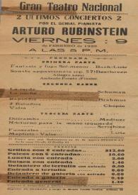 Portada:2 ultimos conciertos por el genial pianista Arturo Rubinstein