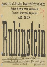 Portada:Rentrée à concierto Strasbourg du pianiste Arthur Rubinstein
