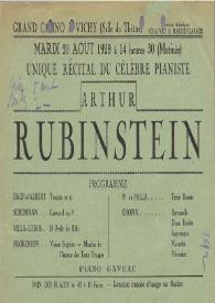 Portada:Unique récital du célèbre pianiste Arthur Rubinstein.