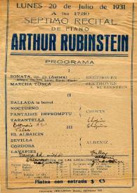 Portada:Séptimo Recital de Piano Arthur Rubinstein
