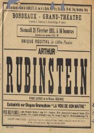 Portada:Unique récital du célèbre pianiste Arthur Rubinstein