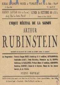 Portada:Unique Récital de la Saison : Arthur Rubinstein