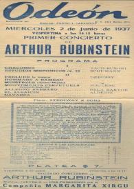 Portada:Primer Concierto de Arthur Rubinstein