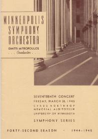 Portada:Programa de conciertos de la Minneapolis Symphony Orchestra