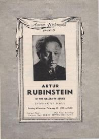 Portada:Aaron Richmond presenta a Arthur Rubinstein : Symphony Hall