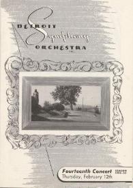 Portada:Programa de concierto de la Detroit Symphony Orchestra : Temporada 1952 - 1953