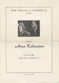 Portada:Programa de concierto del pianista Arthur Rubinstein