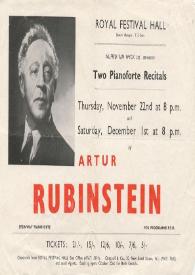 Portada:Two Pianoforte recitals by Arthur Rubinstein