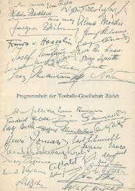 Portada:Programa de concierto del pianista Arthur Rubinstein : con la Tonhalle-Orchester : dirigida por Erich Schmid