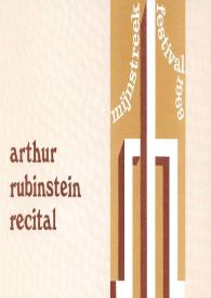 Portada:Programa de concierto del pianista Arthur Rubinstein : festival de Mijnstreek