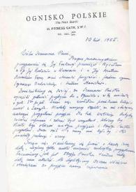 Portada:Carta dirigida a Aniela Rubinstein. Londres (Inglaterra), 10-11-1955
