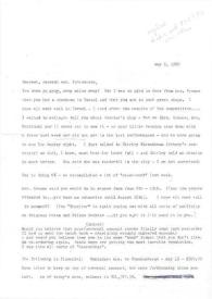 Portada:Carta dirigida a Aniela Rubinstein. Jackson Heights (Nueva York), 05-05-1983