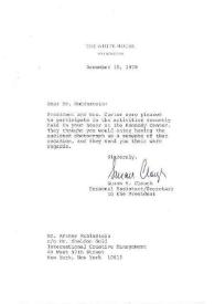 Portada:Carta dirigida a Arthur Rubinstein. Washington, 15-12-1978
