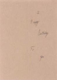 Portada:Tarjeta de felicitación dirigida a Arthur Rubinstein. Stockbridge (Massachusetts), 26-01-1981