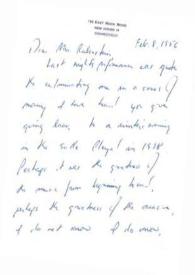 Portada:Carta dirigida a Arthur Rubinstein. New Haven (Connecticut), 08-02-1956