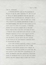 Portada:Carta dirigida a Arthur Rubinstein. Nueva York, 11-05-1963