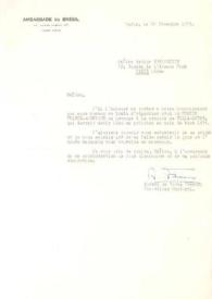 Portada:Carta dirigida a Arthur Rubinstein. París (Francia), 24-12-1973
