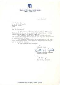 Portada:Carta dirigida a Arthur Rubinstein. Nueva York, 15-08-1976