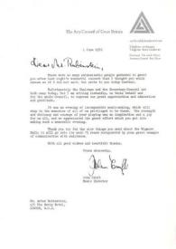 Portada:Carta dirigida a Arthur Rubinstein. Londres (Inglaterra), 01-06-1976