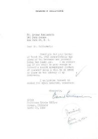 Portada:Carta dirigida a Arthur Rubinstein. Havana (Illinois ), 23-04-1962