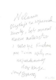 Portada:Carta dirigida a Aniela Rubinstein, 15-05-1986