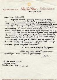 Portada:Carta dirigida a Aniela Rubinstein. Londres (Inglaterra), 13-03-1983