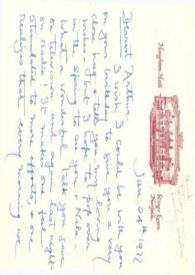 Portada:Carta dirigida a Arthur Rubinstein. Norfolk (Inglaterra), 24-01-1977