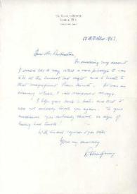 Portada:Carta dirigida a Arthur Rubinstein. Londres (Inglaterra), 10-10-1963