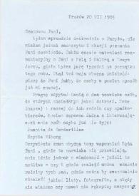 Portada:Carta dirigida a Aniela Rubinstein. Cracovia (Polonia), 20-07-1985