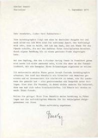 Portada:Carta dirigida a Arthur Rubinstein. Ubersetzer (Alemania), 01-09-1973