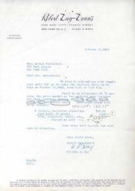 Portada:Carta dirigida a Arthur Rubinstein. Nueva York, 19-10-1962