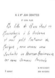 Portada:Tarjeta dirigida a Arthur Rubinstein. Montgerain (Francia)