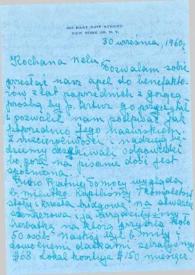 Portada:Carta dirigida a Aniela Rubinstein. Nueva York, 30-09-1960