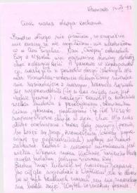 Portada:Carta dirigida a Aniela Rubinstein. Varsovia (Polonia), 14-12-1993