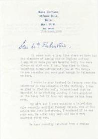 Portada:Carta dirigida a Arthur Rubinstein. Bath (Inglaterra), 12-06-1979