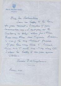 Portada:Carta dirigida a Arthur Rubinstein. Venecia (Italia)