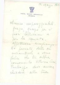 Portada:Carta dirigida a Arthur Rubinstein. Venecia (Italia), 12-05-1962