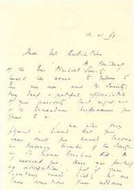 Portada:Carta dirigida a Arthur Rubinstein. Londres (Inglaterra), 13-06-1963