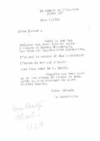 Portada:Carta dirigida a Aniela Rubinstein. París (Francia), 01-06-1972