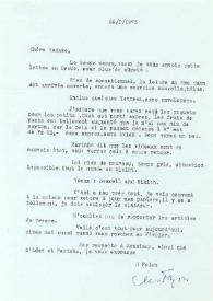 Portada:Carta dirigida a Aniela Rubinstein. París (Francia), 20-01-1975